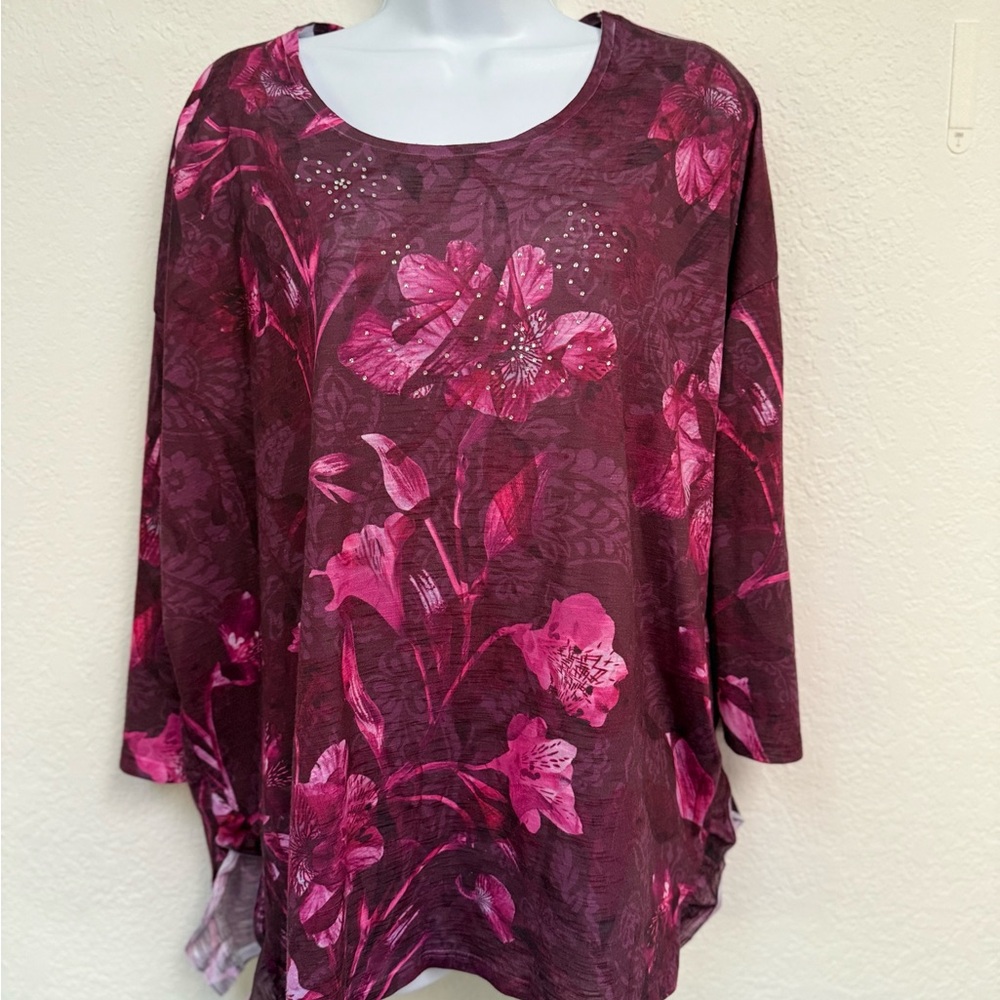 Time and Tru Pink Boxy Tunic with 3/4 Sleeves size XL